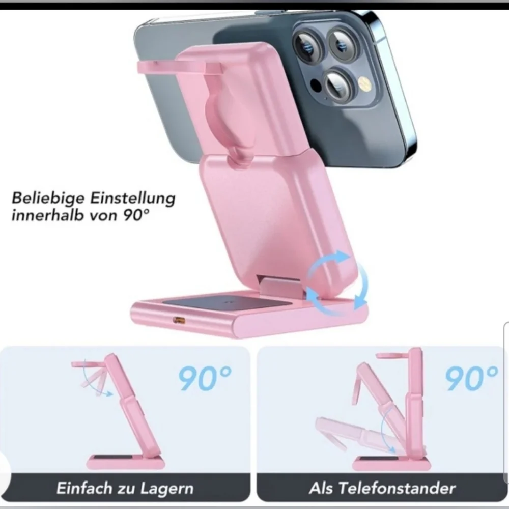 3 in 1 Wireless Charging Station,5000mAh Fast Foldable/Portable Charger/ iPhone